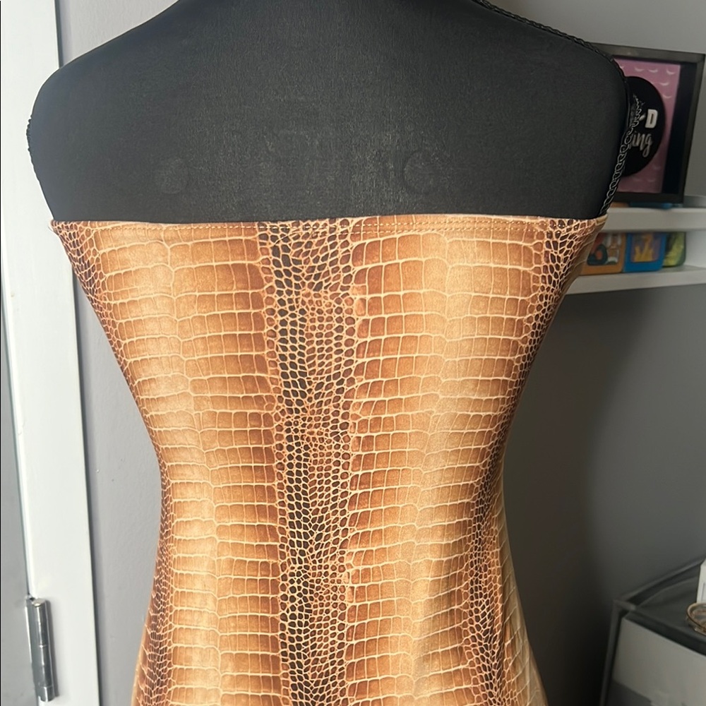 Private Label Brown Bodycon Strapless Dress - Picture 4 of 5